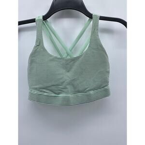 LULULEMON Women's Mint Green Striped Energy Double Straps Sports Bra SZ 4